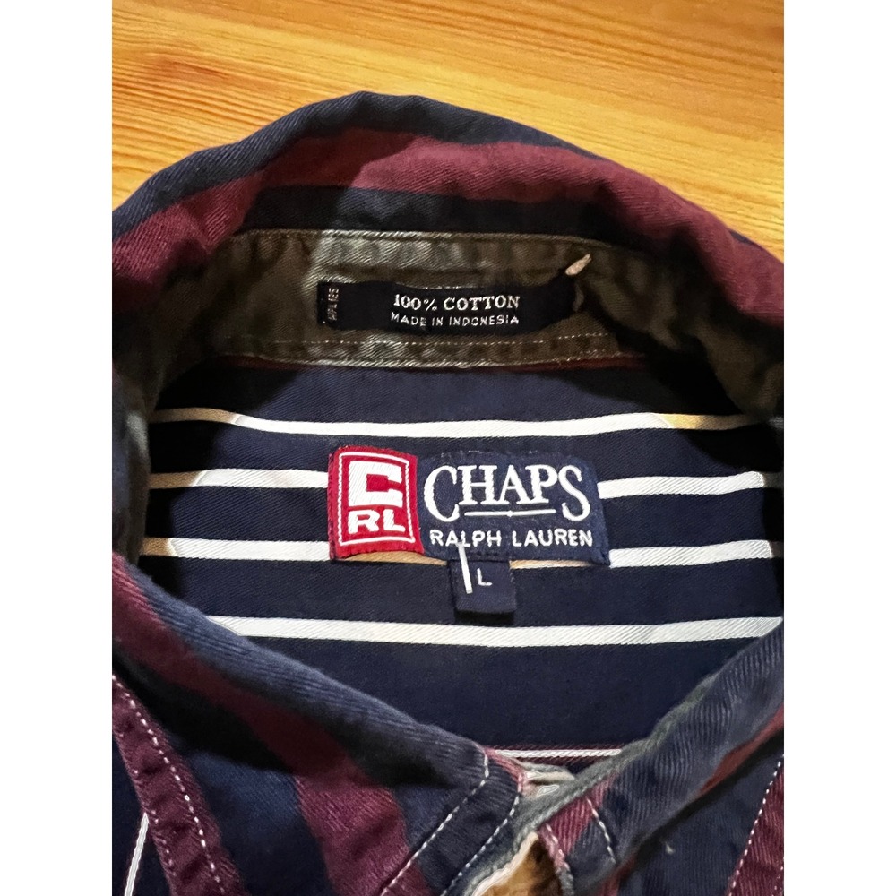 Vintage Chaps Ralph Lauren Striped Button Down Shirt Mens Large Multi Color - Picture 3 of 4